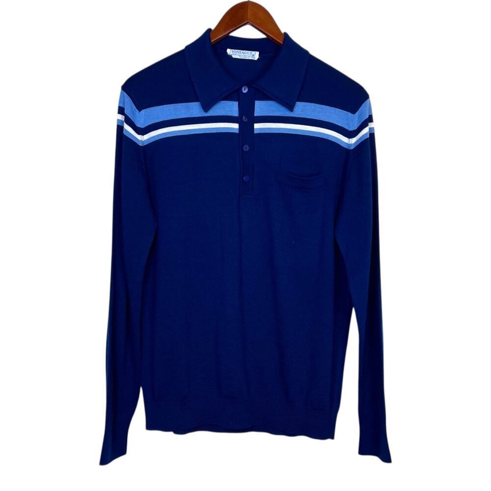 MONTAGUT • Made in France • Vintage • Wool Blend Sweater in Blue Men's Large